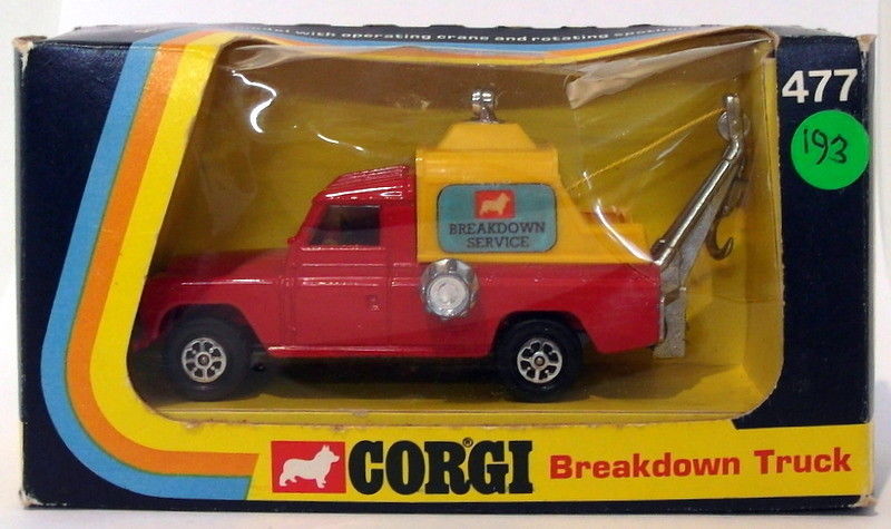 RecoverToy : Corgi Toys 477 Land Rover Tow Truck Crane Larger Late