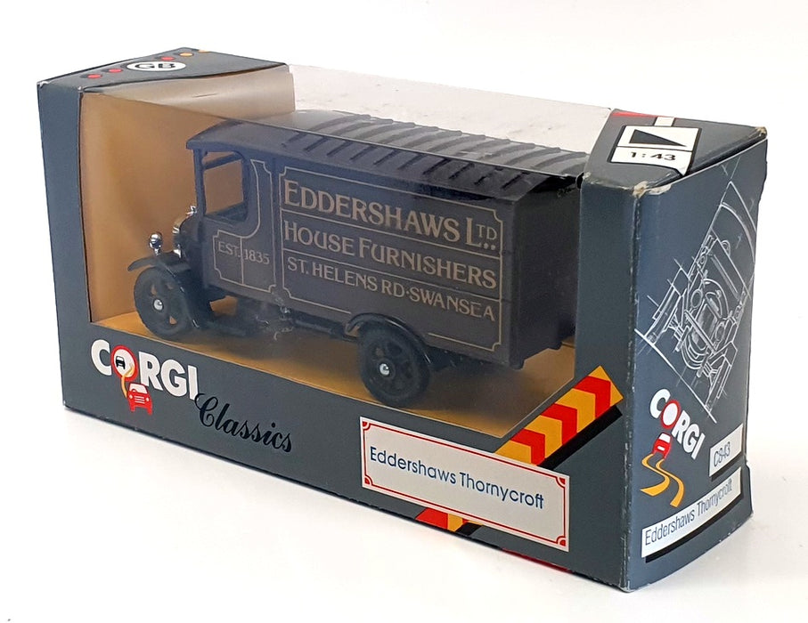 Corgi 13cm Long Diecast C843 - Thornycroft Van Eddershaws - Brown