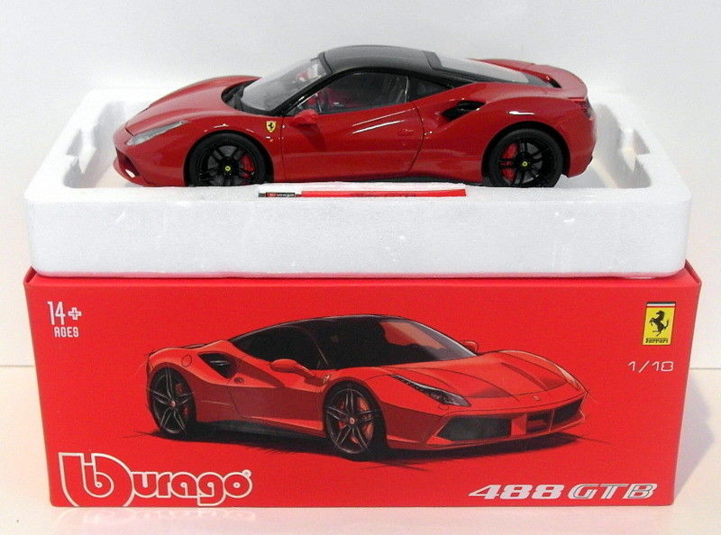 Burago 1/18 Scale Metal Model 18-16905 - Ferrari 488 GTB - Rosso Red