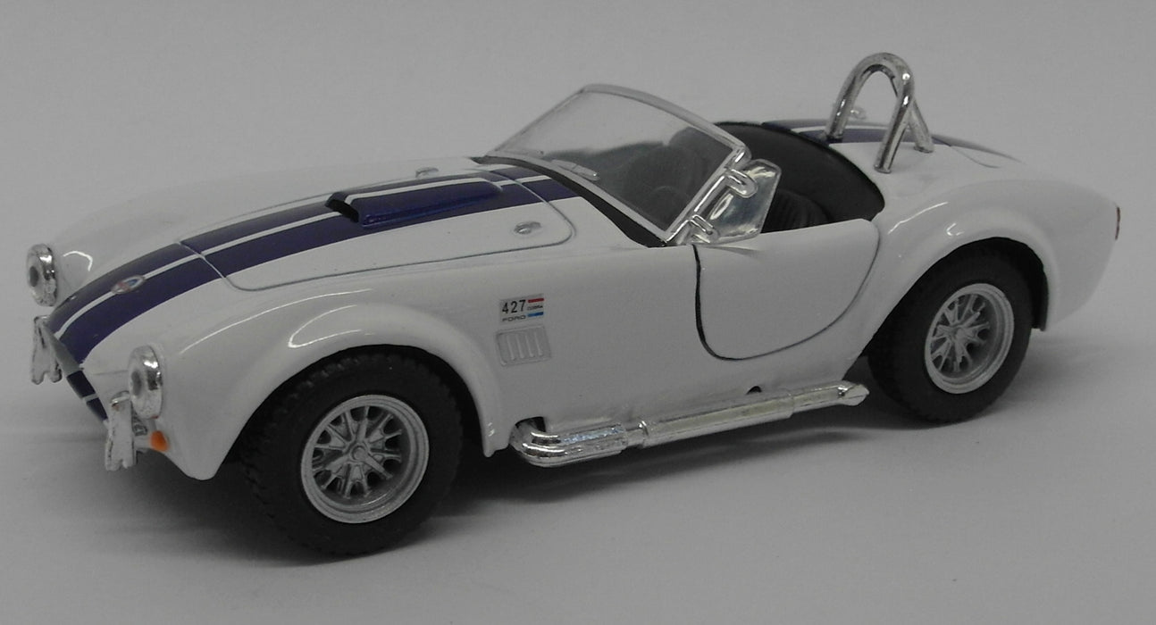 1965 Shelby Cobra 427 S/C - White - Kinsmart Pull Back & Go Diecast Metal Model Car