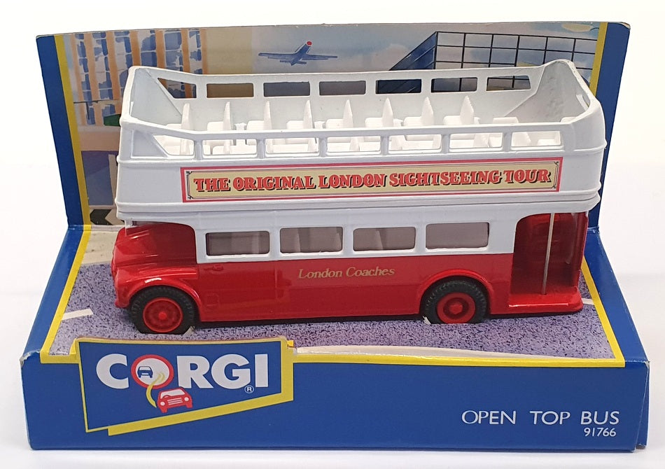 Corgi 12cm Long Diecast 91766 - Open Top London Bus - Red/White