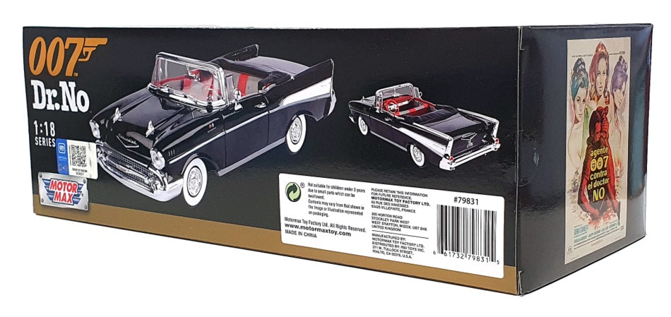 Motormax 1/18 Scale 79831 - 1957 Chevrolet Bel Air Bond 007 Dr. No - Black