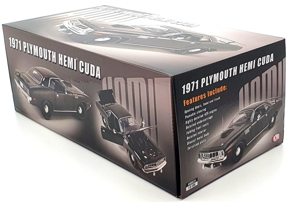 Acme 1/18 Scale A1806124 - 1971 Plymouth Hemi Cuda - Black