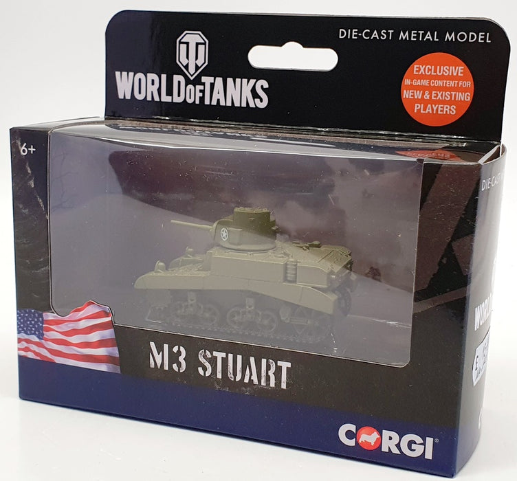 Corgi 7.5cm Long Model Tank WT91209 - M3 Stuart "World Of Tanks"