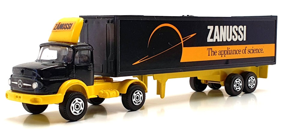 Corgi 18cm Long 1175 - Mercedes Benz L Artic Box Trailer Zanussi - Black/Yellow