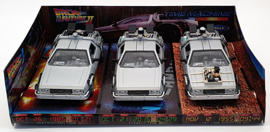 Welly 1/24 Scale 22400-3G Time Machine Trilogy Pack Back To The Future DeLorean