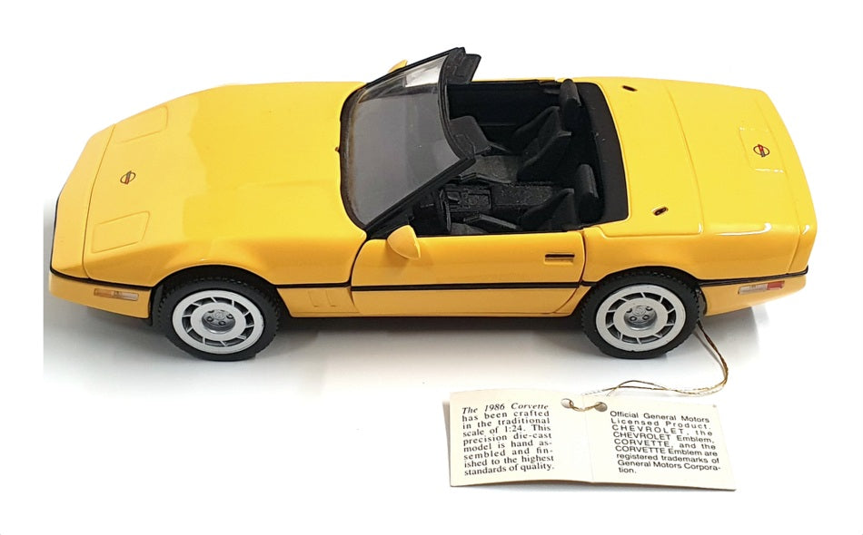 Franklin Mint 1/24 Scale B11RD27 - 1986 Chevrolet Corvette Convertible - Yellow