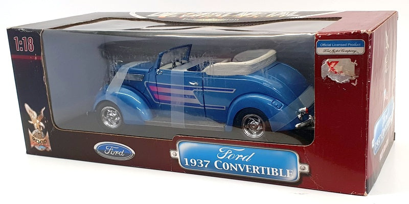 Road Signature 1/18 Scale Model Car 92238 - 1937 Ford Convertible - Blue