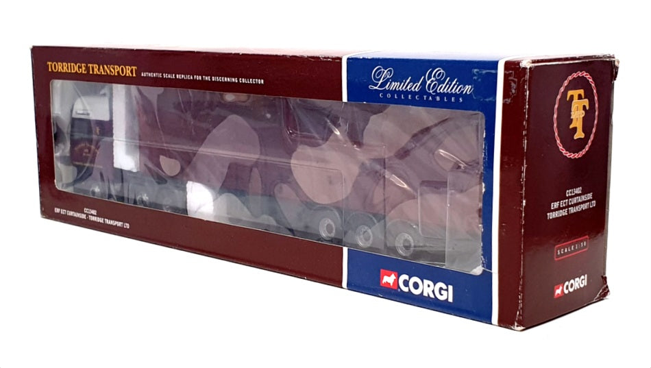 Corgi 1/50 Scale CC13402 - ERF ECT Curtainside Truck Torridge Ltd - Maroon