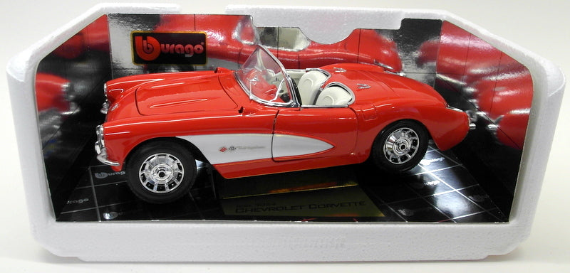 Burago 1/18 Scale Diecast - 3024 Chevrolet Corvette 1957 Red Model Car