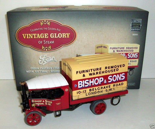 CORGI 1/50 - 80202 FODEN FLATBED STEAMER WITH LIFTVAN - BISHOPS & SONS