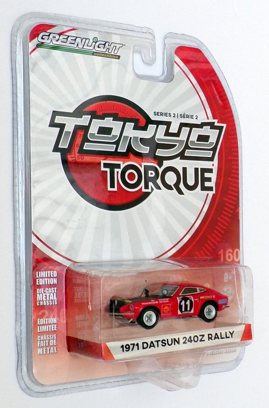 Greenlight Tokyo Torque 1/64 Scale 29900-D - 1971 Datsun 240 Rally #11 Red/Black