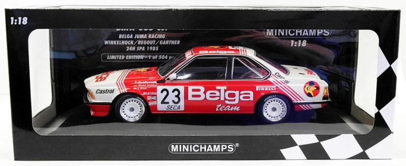 Minichamps 1/18 Scale 155 852523 - BMW 635 CSi Belga Juma Racing 24h Spa 1985