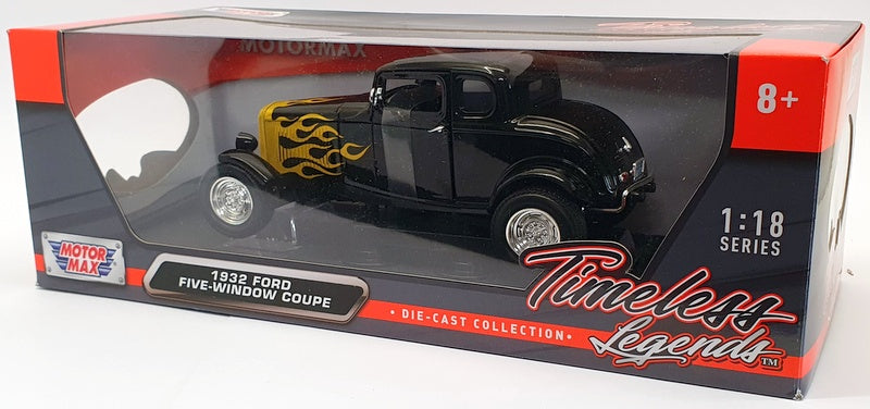 Motor Max 1/18 Scale Model Car 73171 - 1932 Ford Five Window Coupe - Black