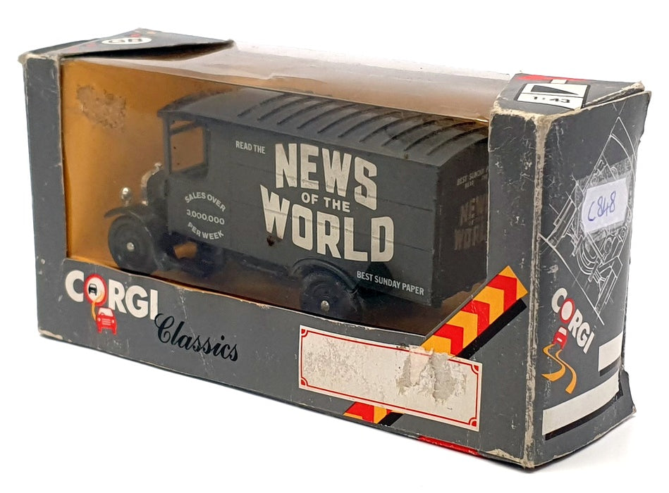 Corgi 13cm Long Diecast C848 - Thornycroft Van News Of The World - Black