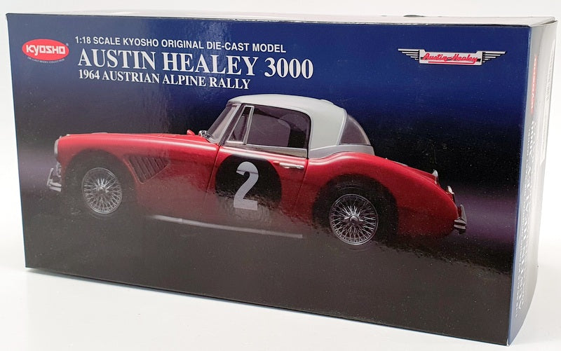 Kyosho 1/18 Scale 08146A - Austin Healey 3000 Austrian Alpine Rally 1964 - Red