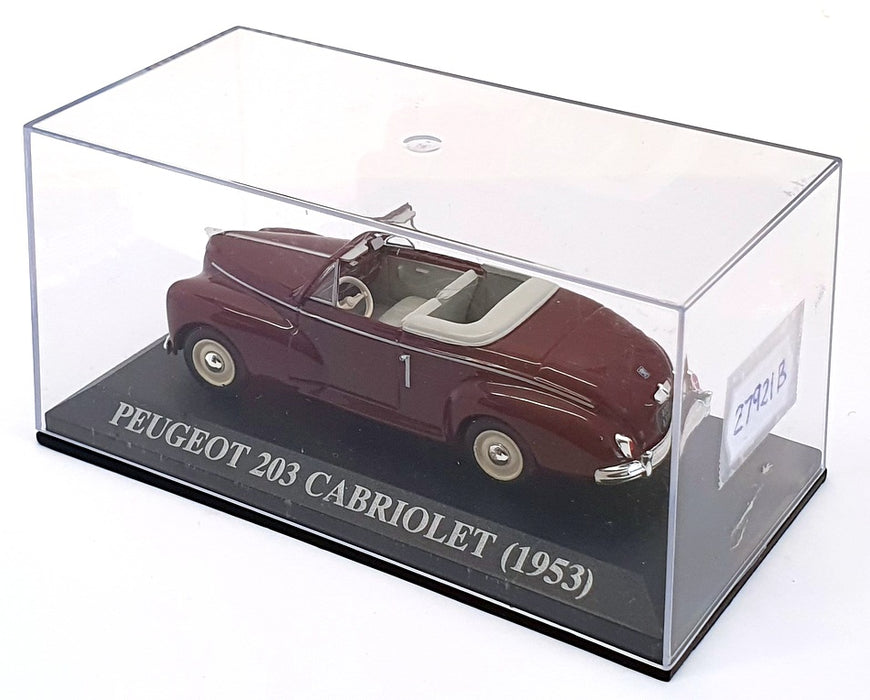 Altaya 1/43 Scale 27921B - 1953 Peugeot 203 Cabriolet  - Maroon